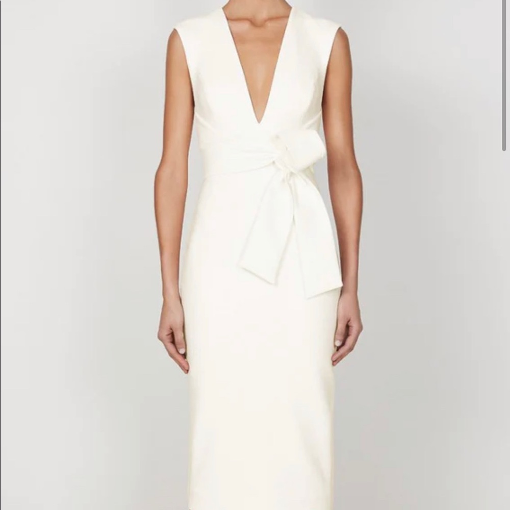 Shona Joy Lucy Plunged Midi Dress Ivory